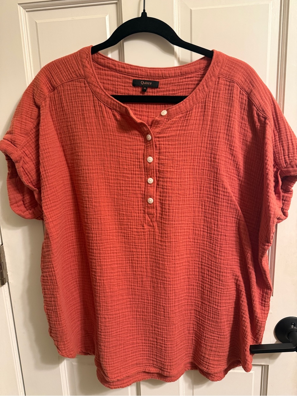 Quince Women's 100% Organic Cotton Gauze Roll Sleeve Shirt